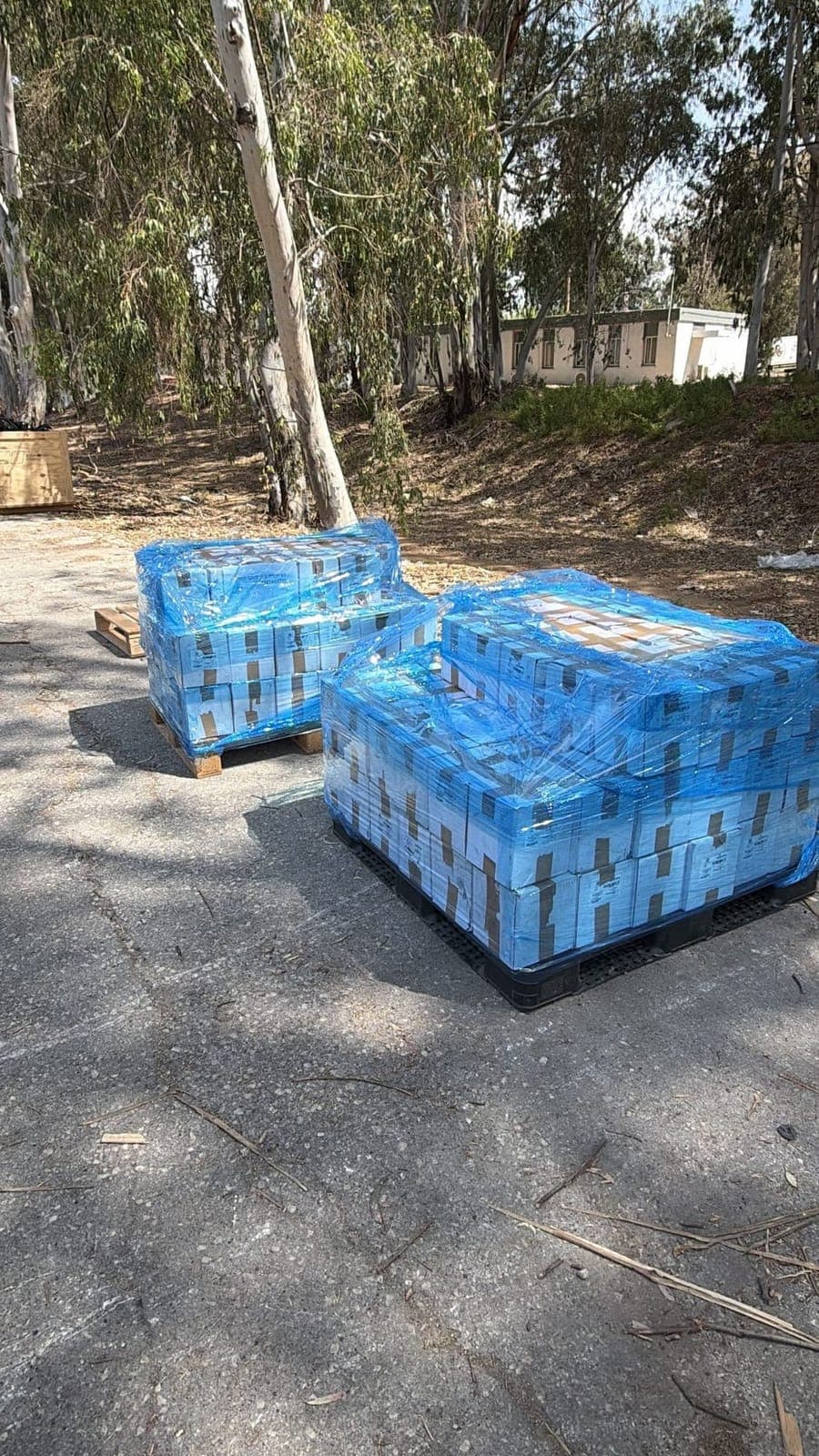 Finished goods boxed, palletised and wrapped, ready for despatch to the customer.